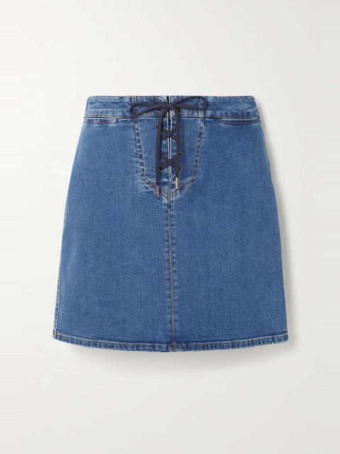 See by Chloé Lace-up organic denim mini skirt