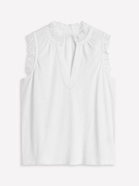 BODEN Aria Broderie Trim Vest-White