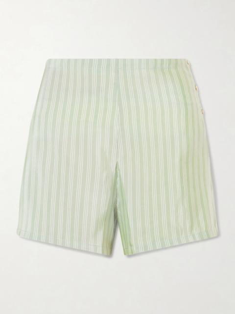 BODE Sylvan Striped Silk-satin Shorts