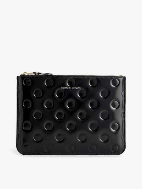Comme Des Garçons Polka-dot embossed leather pouch