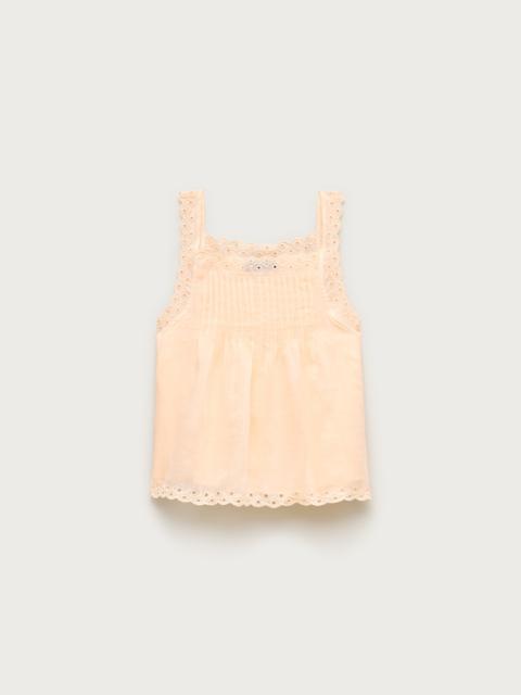 J.CREW Scallop-trim tank top in ramie