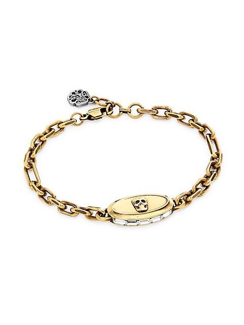 Alexander McQueen Double Signet Goldtone & CrystalChain Bracelet