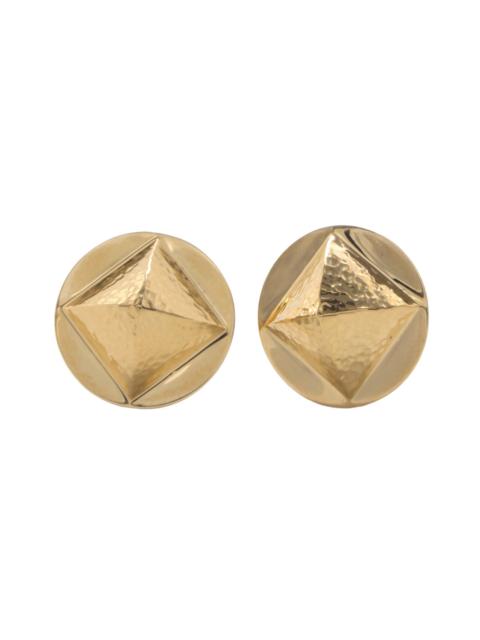 DAVID WEBB Hammered Large Bastille Stud Earrings
