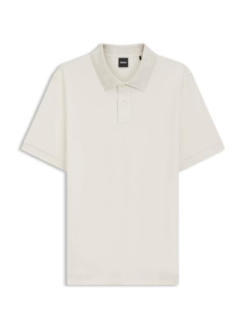 BOSS REGULAR-FIT POLO SHIRT IN COTTON WITH PATTERNED COLLAR