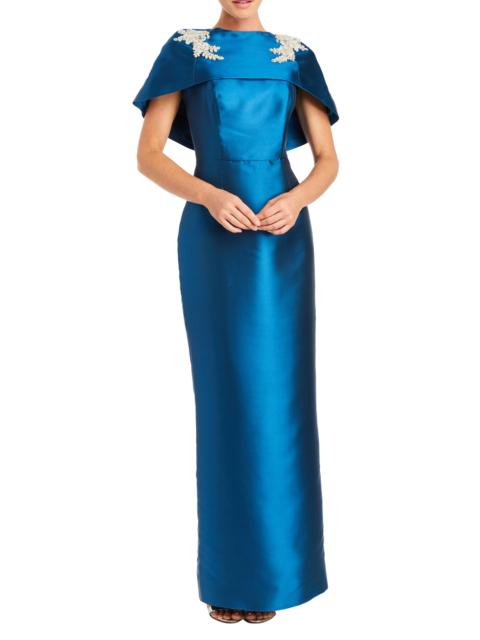 MESTIZA NEW YORK Women's Eve Embellished Satin Caplet Column Gown - Midnight
