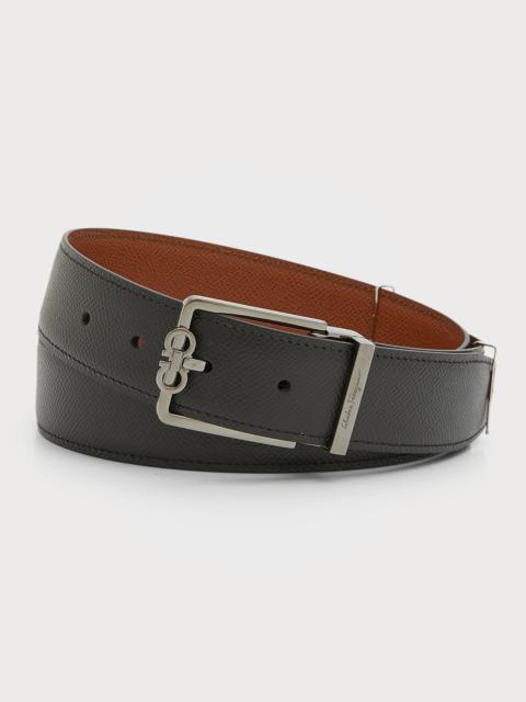 Men's Double Adjustable Reversible Leather Belt