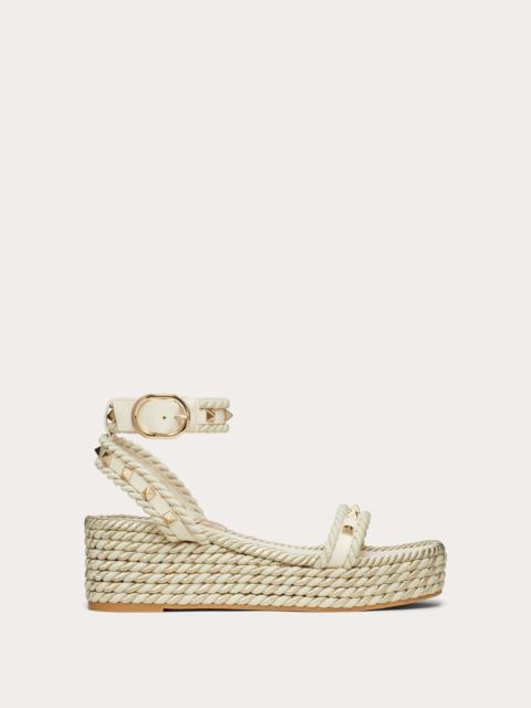 Valentino ROCKSTUD FLATFORM SANDAL IN CALFSKIN 45MM