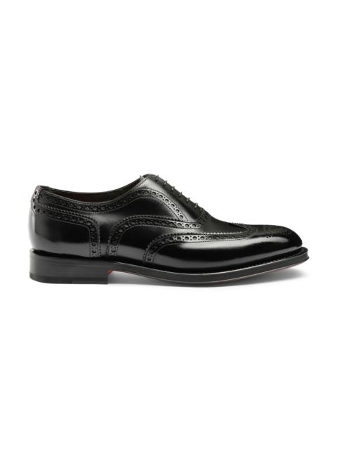 Santoni Men's polished black leather Oxford brogue