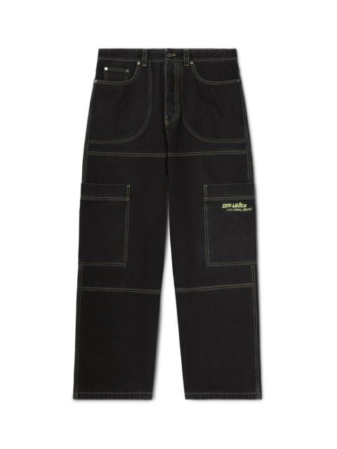 Black Irregular Cargo Jeans