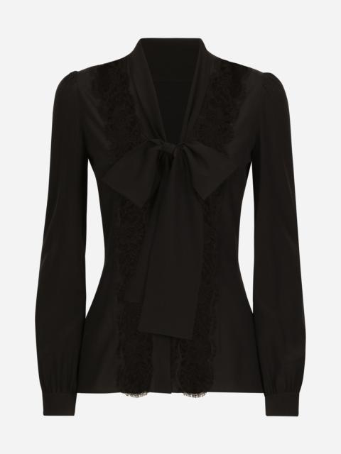 Silk shirt with lace inlay
