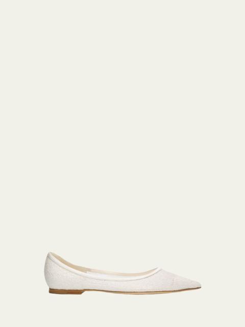 JIMMY CHOO Love Floral Lace Pointed-Toe Flats