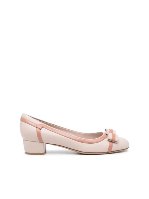 FERRAGAMO Vara stripe low-heel leather pumps
