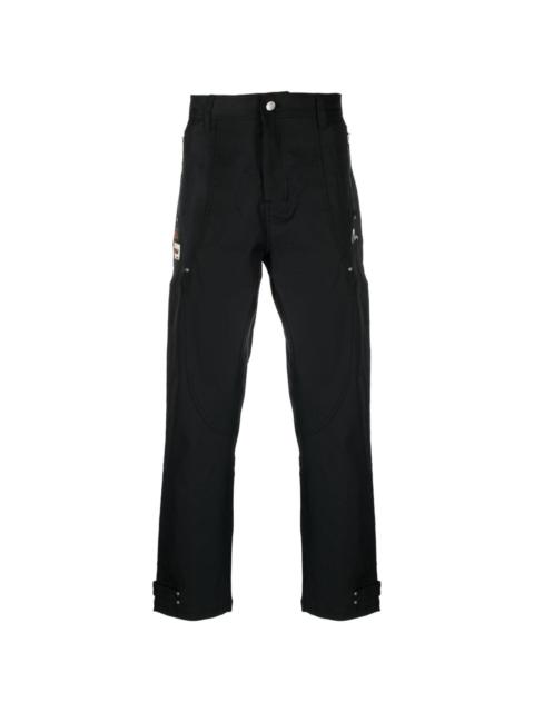 patch straight-leg trousers