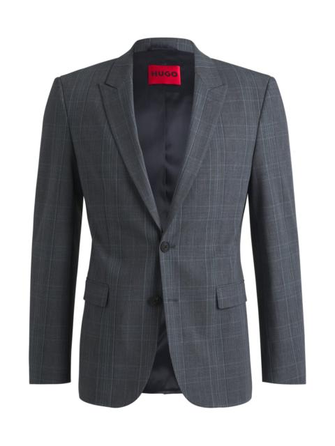 HUGO EXTRA-SLIM-FIT JACKET IN CHECKED PERFORMANCE-STRETCH FABRIC