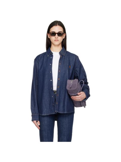 AMI Paris Blue Denim Cotton Ami de Coeur Shirt