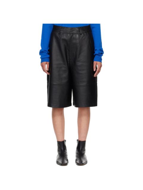 The Frankie Shop Black Olivia Leather Bermuda Shorts