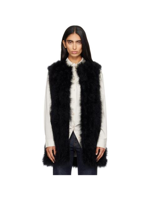 Yves Salomon Black Turkey Feather Vest