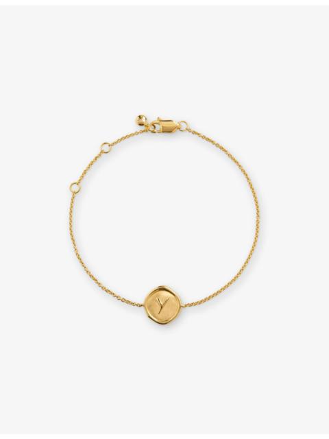 MONICA VINADER Initial Y Stamp 18ct Yellow Gold Vermeil Chain Bracelet