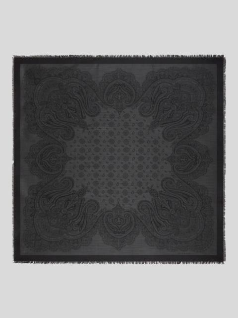 Etro SILK AND WOOL JACQUARD SHAWL WITH TIE MOTIF AND PAISLEYS
