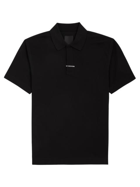 Bar-embellished piqué cotton polo shirt