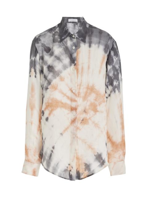 GABRIELA HEARST Ferrara Shirt in Camel Multi Print Cashmere Silk