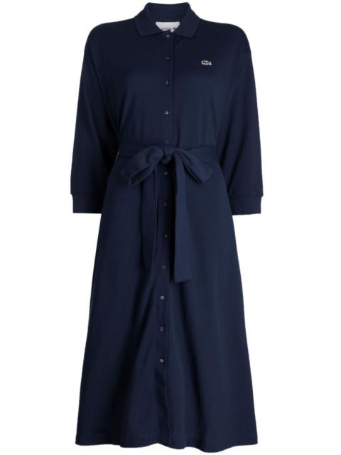LACOSTE logo-patch piquÃ© shirt minidress