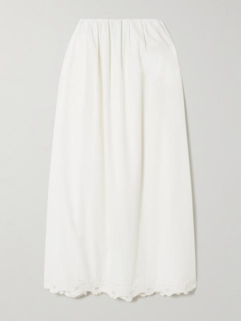 POSSE Antoinette Scalloped Embroidered Cotton-voile Midi Skirt