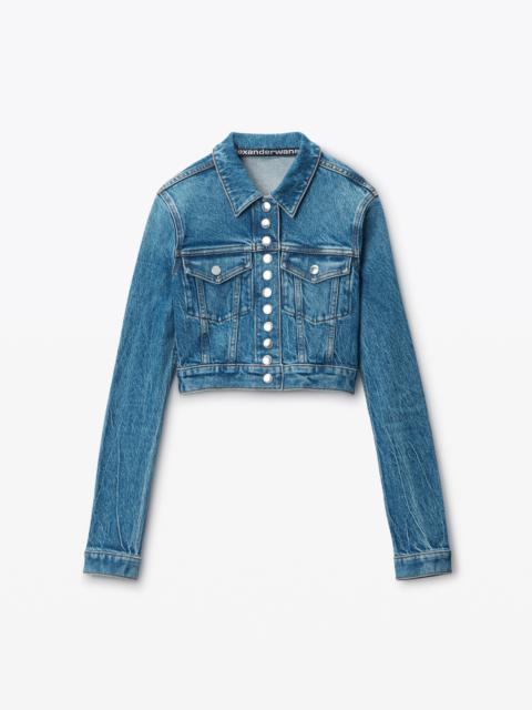 Alexander Wang cropped trucker jacket in comfort-stretch denim