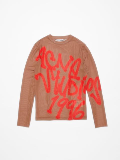 Acne Studios Long sleeve t-shirt sprayed logo - Taupe beige