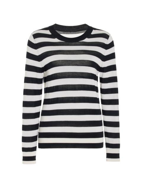 Meir Merino Wool And Silk-Blend Sweater stripe