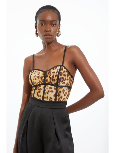 KAREN MILLEN Lace Detail Power Mesh Jersey Strappy Bodysuit