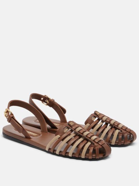 Miu Miu Leather and suede slingback fisherman sandals