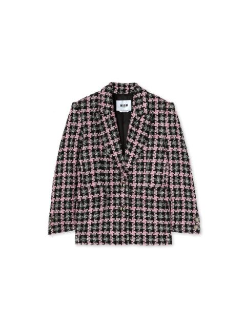 MSGM Double-breasted jacket with "Lurex Check Tweed" motif
