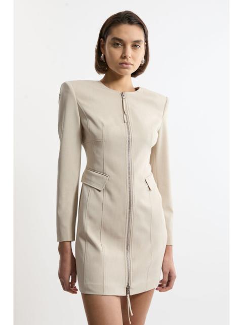 KAREN MILLEN Tailored Viscose Zip Through Multi Stitch Mini Dress