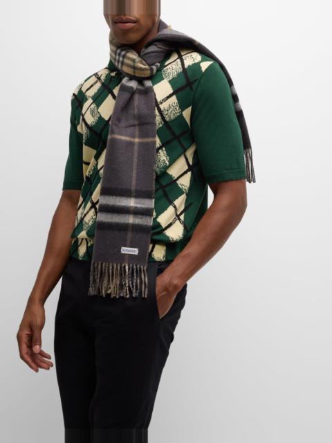 Men's Cashmere Reversible Check Scarf