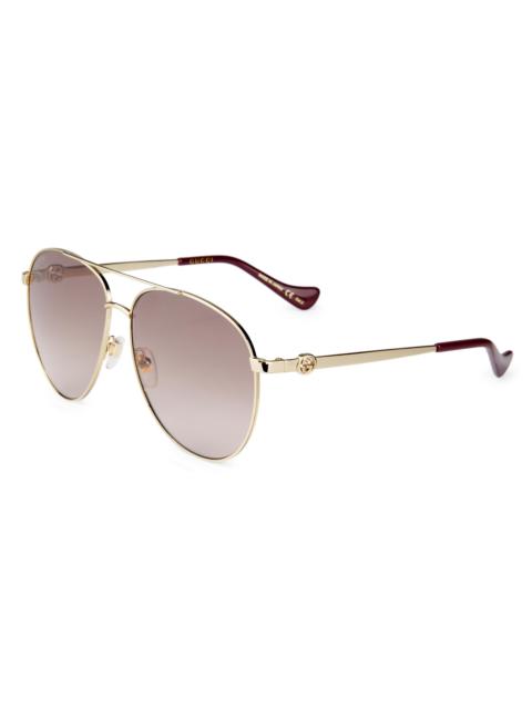 GUCCI Women's 61MM Pilot Sunglasses - Gold