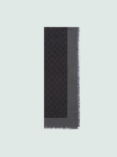 GUCCI Silk wool stole with Web