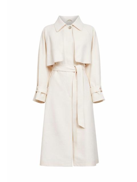 Herno Ivory Fresh Crinkle Woven belted trench coat