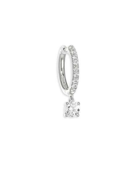 ANITA KO Women's 18K White Gold & Diamond Drop Single Huggie Hoop Earring - White Gold