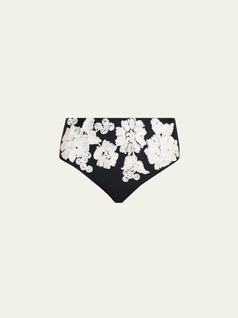 SIMKHAI Francie Floral High-Waist Bikini Bottoms