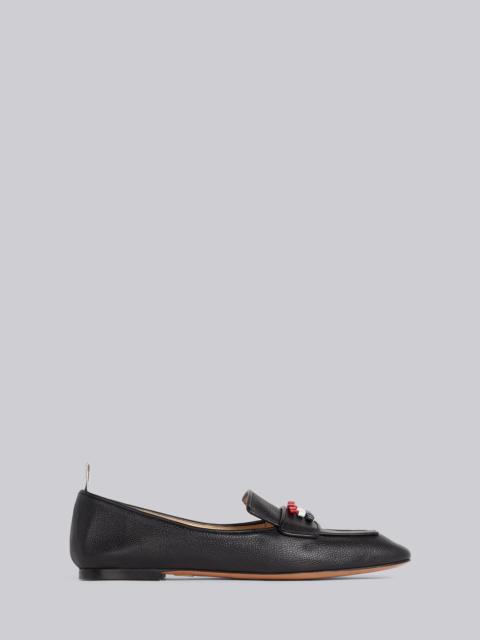 Thom Browne Black Pebble Grain Leather Flexible Leather Sole 3-Bow Loafer