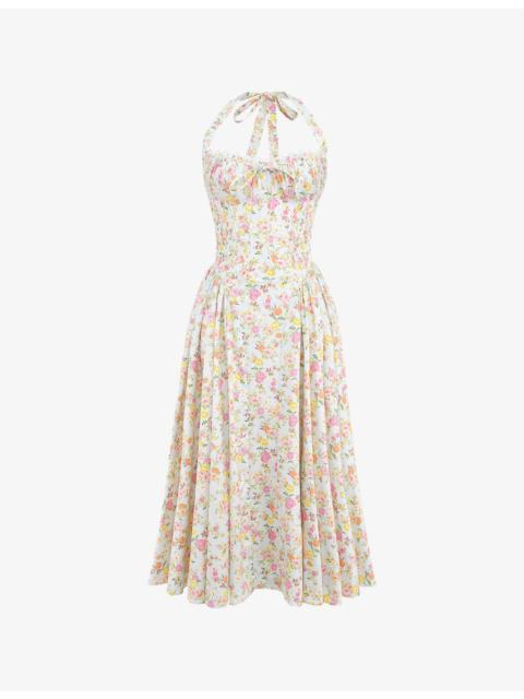 House of CB Rosalee floral-print stretch cotton-blend midi dress