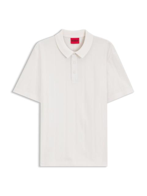 HUGO RELAXED-FIT MERCERIZED-COTTON POLO SHIRT WITH HERRINGBONE STRIPES