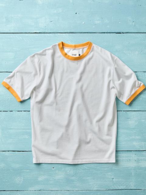 Drake's White and Yellow Tipped Ringer T-Shirt