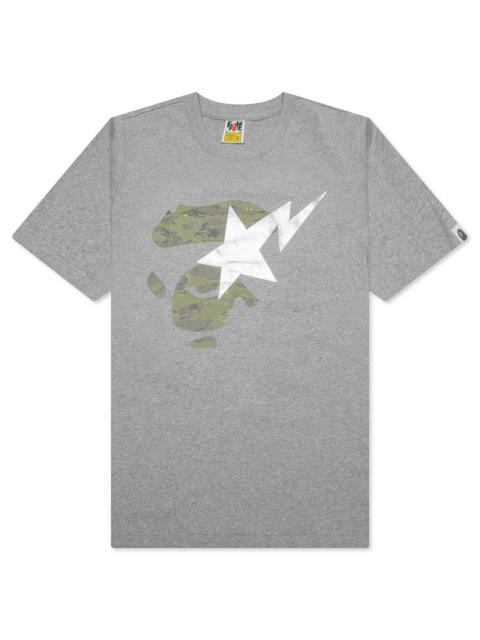 A BATHING APE® WOMEN'S APE ON BAPESTA TEE - GREY/BEIGE
