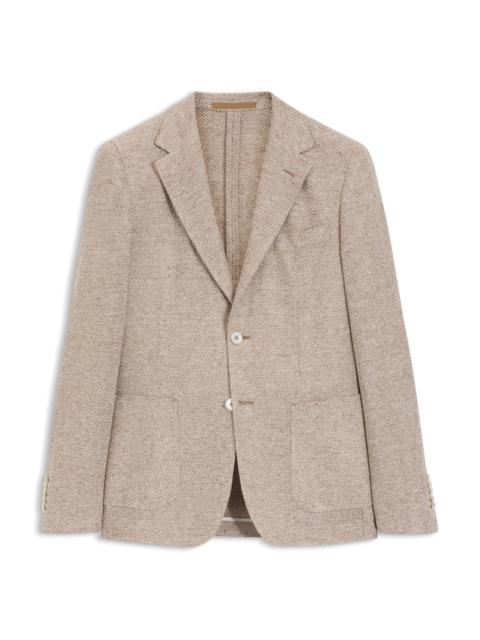 BOSS PATTERNED REGULAR-FIT JACKET IN A LINEN BLEND