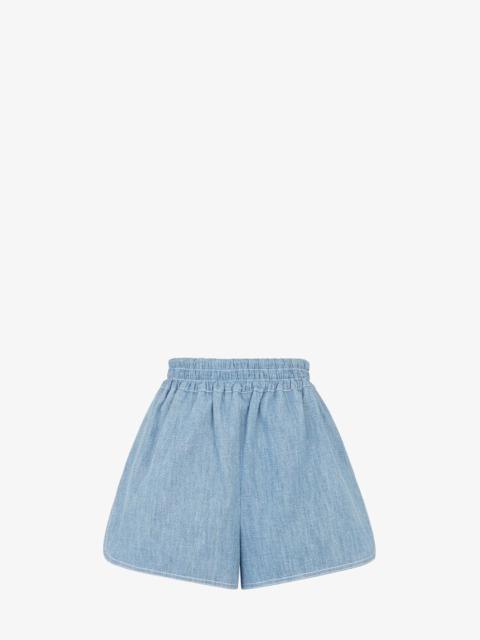 FENDI Light blue chambray shorts