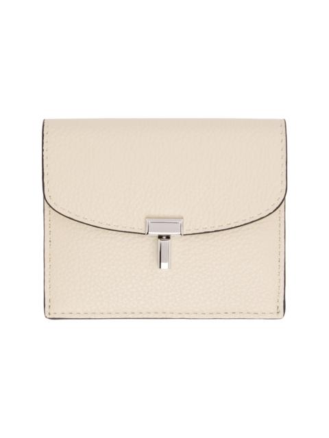 TOTEME Off-White T-Lock Grained-Leather Card Holder