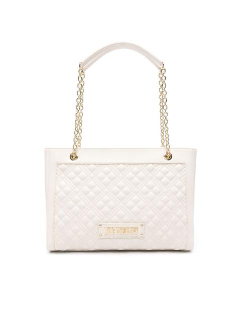 logo-lettering quilted tote bag