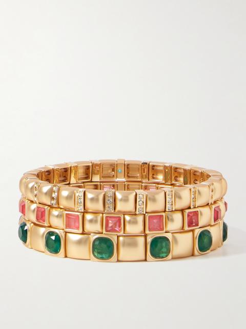 ROXANNE ASSOULIN The Jeweled Set Of Three Gold-tone And Cubic Zirconia Bracelets
